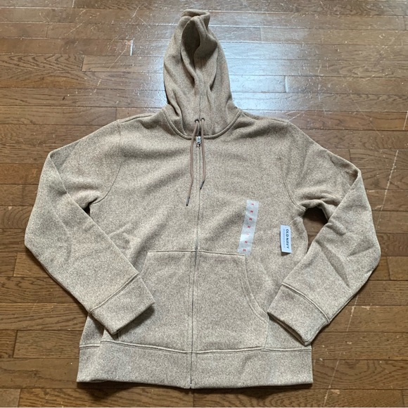 Old Navy Mens Fleece-Knit Zip Hoodie | M | Camel Brown NEW!! - Picture 2 of 10